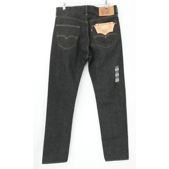 Levis 501 Jeans Mens 32x38 Raw Unwashed Denim Shrink-To-Fit Button Fly Straight - Picture 2 of 16